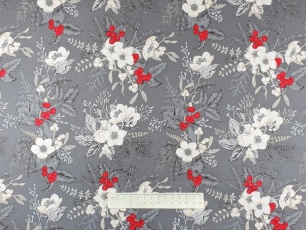 Fabric by the Metre - P366 - Christmas Posy - Silver